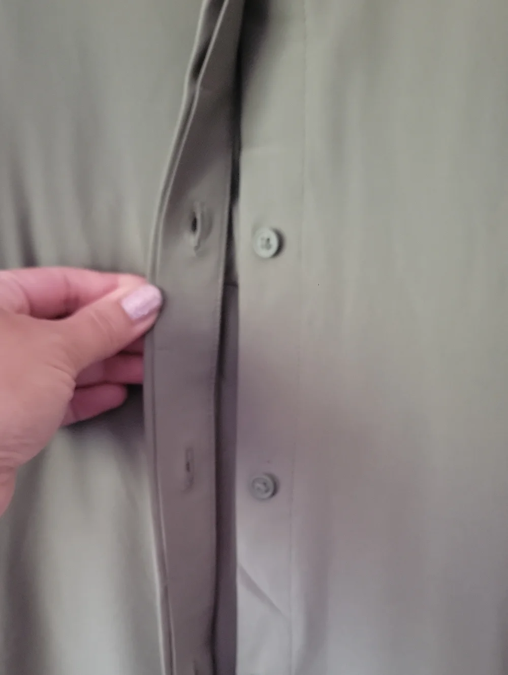 ❄️3/$30 LOLE Sleeveless Button-Front Olive Green Shirt Dress - Picture 3 of 6